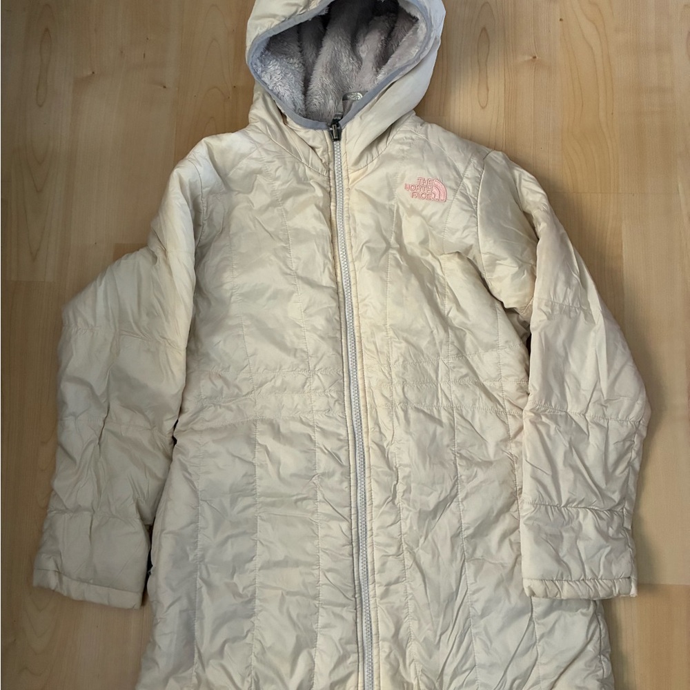 The North Face Kids Off-White Hooded Puffer Coat 10-12